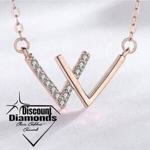 Double "V" 18K Rose Gold Choker Necklace with White Baguette Diamonds 